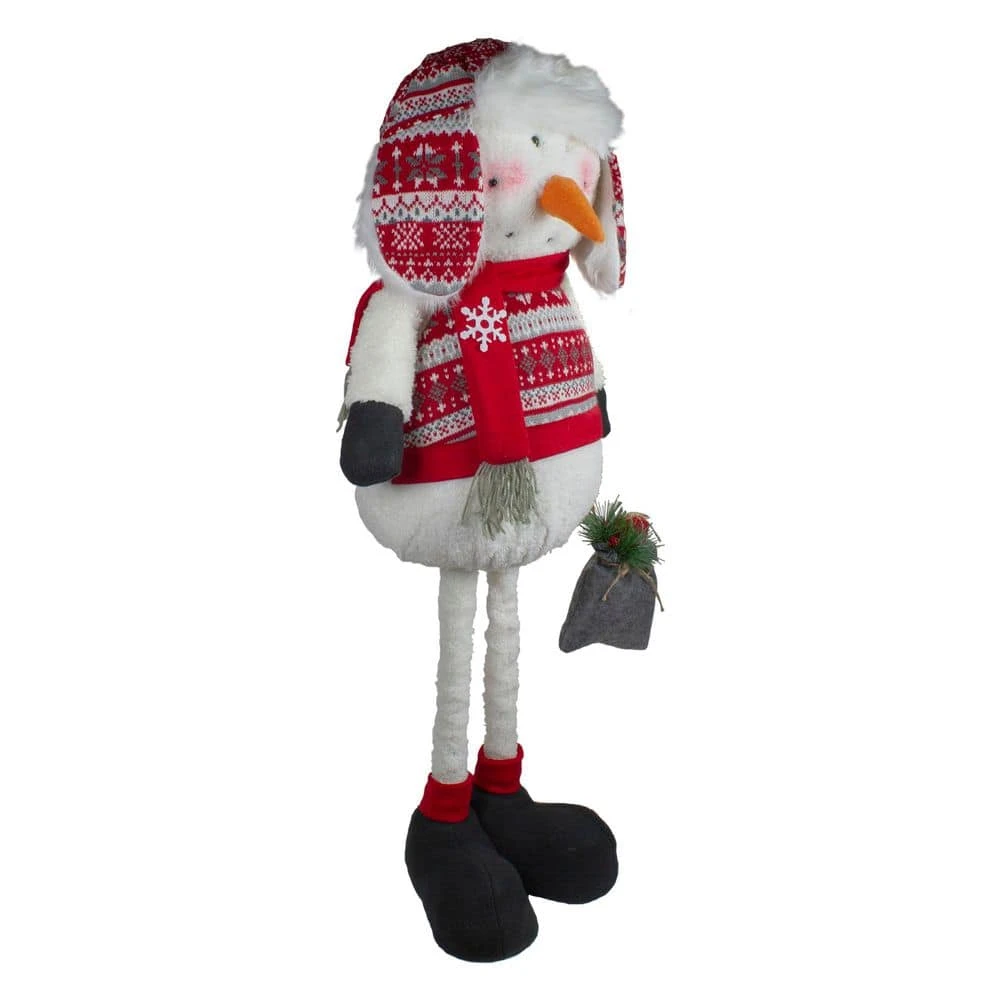Northlight Plush Snowman With A Bag Of Present And Telescopic Legs Christmas Figure-33" 4 Northlight Plush Snowman With A Bag Of Present And Telescopic Legs Christmas Figure-33" - Image 2