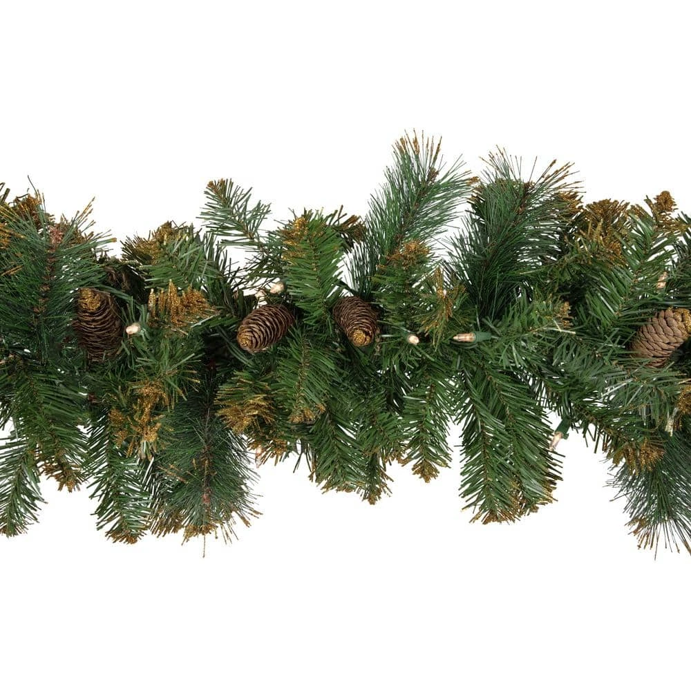 Northlight 9 Ft. X 10 In. Pre-Lit Yorkville Pine Artificial Christmas Garland - Clear Lights 5 Northlight 9 Ft. X 10 In. Pre-Lit Yorkville Pine Artificial Christmas Garland - Clear Lights - Image 3