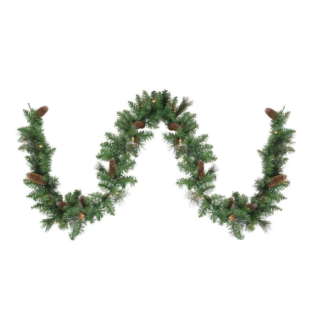 Northlight 9 Ft. X 10 In. Pre-Lit Yorkville Pine Artificial Christmas Garland - Clear Lights 3 Northlight 9 Ft. X 10 In. Pre-Lit Yorkville Pine Artificial Christmas Garland - Clear Lights