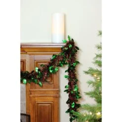 Northlight 50 Ft. 8 Ply Unlit Shiny Red And Green Christmas Tinsel Garland With Green Holly -Christmas Decor Shop northlight christmas garland 32273970 31 1000