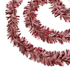 Northlight 50 Ft. Festive Red And White Thick Cut Christmas Tinsel Garland-Unlit-6 Ply