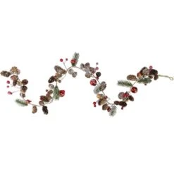 Northlight 3.2 Ft. Pine Cones And Berries With Ornaments Christmas Twig Garland - Unlit
