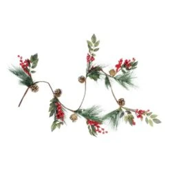 Northlight 54 In. Unlit Snow Dusted Pine Cones Berries And Long Pine Needles Artificial Christmas Garland