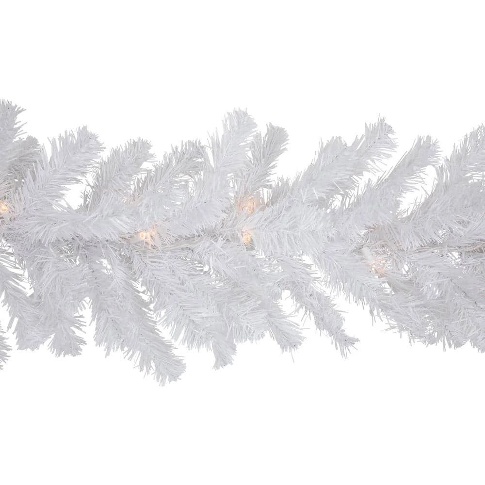 Northlight 9 Ft. X 8 In. Pre-Lit Snow White Artificial Christmas Garland With Clear Lights 6 Northlight 9 Ft. X 8 In. Pre-Lit Snow White Artificial Christmas Garland With Clear Lights - Image 4