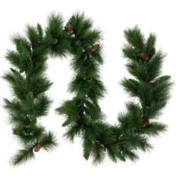 Northlight 9 Ft. X 14 In. White Valley Pine With Pine Cones Artificial Christmas Garland-Unlit