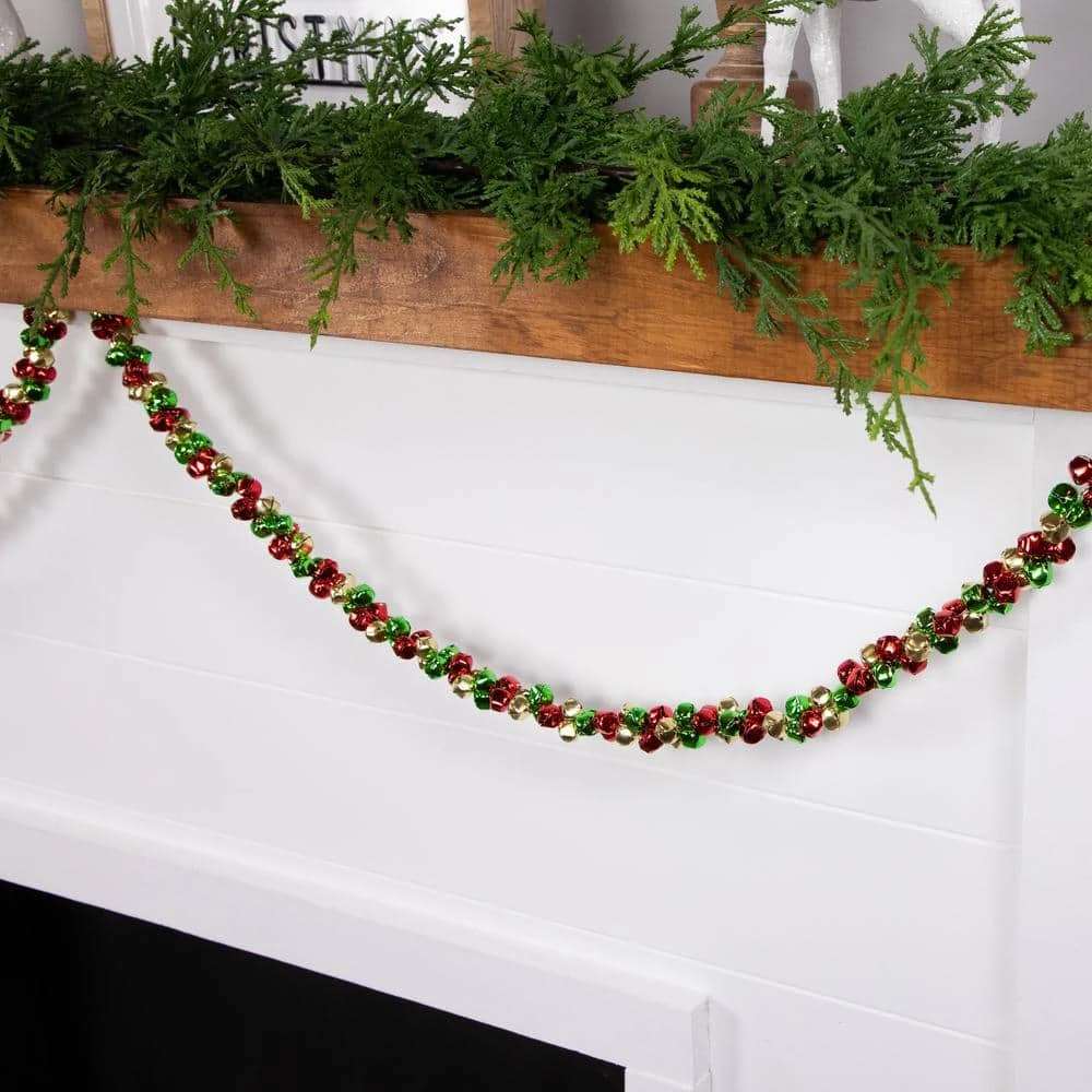 Northlight 5 Ft. Red Green And Gold Jingle Bell Christmas Garland 7 Northlight 5 Ft. Red Green And Gold Jingle Bell Christmas Garland - Image 5