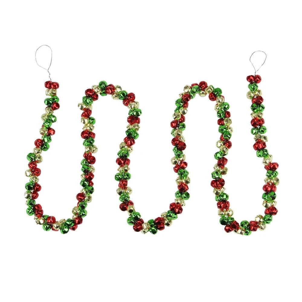Northlight 5 Ft. Red Green And Gold Jingle Bell Christmas Garland 3 Northlight 5 Ft. Red Green And Gold Jingle Bell Christmas Garland