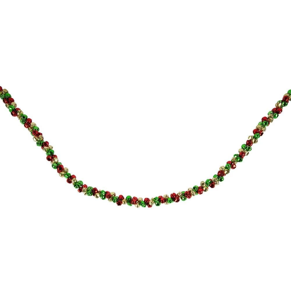 Northlight 5 Ft. Red Green And Gold Jingle Bell Christmas Garland 4 Northlight 5 Ft. Red Green And Gold Jingle Bell Christmas Garland - Image 2