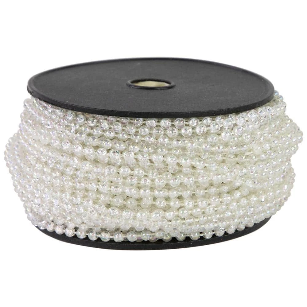 Northlight 4mm X 100 Ft. Small Shiny Clear Iridescent Beaded Christmas Garland 6 Northlight 4mm X 100 Ft. Small Shiny Clear Iridescent Beaded Christmas Garland - Image 4