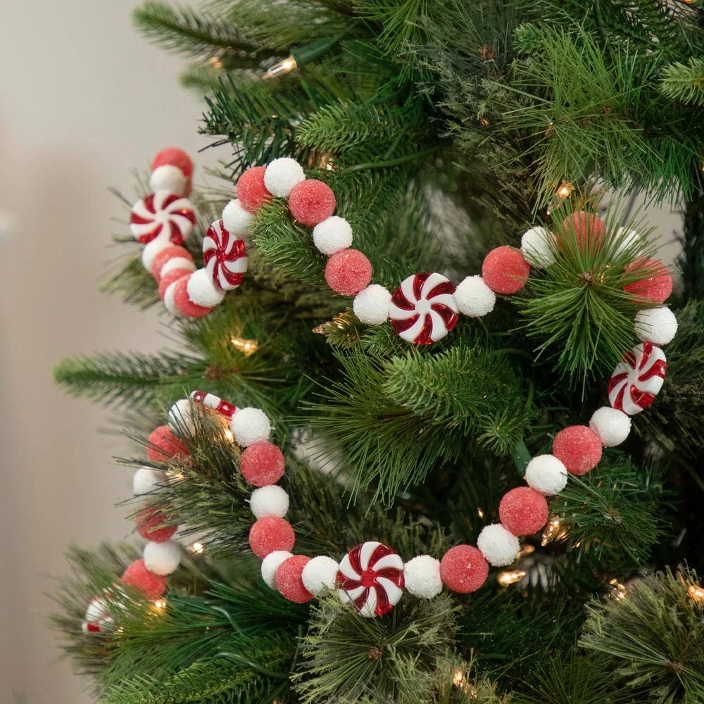 Northlight 4 Ft. Peppermint Candy Beaded Artificial Christmas Garland - Unlit 5 Northlight 4 Ft. Peppermint Candy Beaded Artificial Christmas Garland - Unlit - Image 3