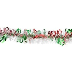 Northlight 50 Ft. Christmas HO HO HO Wrapped Tinsel Commercial Garland-50 Ft. X 2.5 In. White Red And Green-Unlit -Christmas Decor Shop northlight christmas garland 35250853 4f 1000