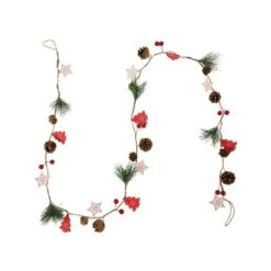 Northlight Pre-Lit B/O Tree Star And Pinecone Christmas Garland-6.5 Ft. Warm White