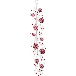 Northlight 30 In. Candy Cane Swirls And Pom Poms Christmas Garland - 2 Ft. Length - Unlit