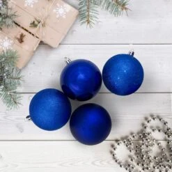 Northlight 3.25 In. (80 Mm) Royal Blue Shatterproof 4-Finish Christmas Ball Ornaments (32-Count) -Christmas Decor Shop northlight christmas ornament sets 31752612 31 1000