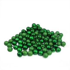 Northlight Xmas Green Shatterproof 4-Finish Christmas Ball Ornaments (96-Count)