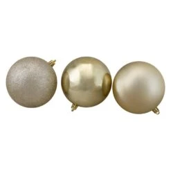 Northlight 4 In. Almond/Silver/Pewter/Champagne Shatterproof 3-Finish Christmas Ball Ornaments (12-Count) -Christmas Decor Shop northlight christmas ornament sets 32911654 1f 1000