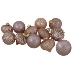 Northlight Set Of 12 Blush Pink Finial And Glass Ball Christmas Ornaments