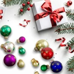 Northlight 16-Piece Set Of Assorted Multi-Color Glass Ball Christmas Ornaments With Tree Topper -Christmas Decor Shop northlight christmas ornament sets 34313361 4f 1000