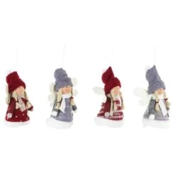 Northlight Plush Angel Girl Hanging Christmas Ornaments-4.25 In. Red And Gray-Set Of 4 -Christmas Decor Shop northlight christmas ornament sets 35250559 1f 1000