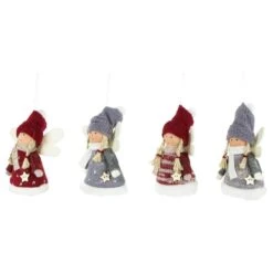 Northlight Plush Angel Girl Hanging Christmas Ornaments-4.25 In. Red And Gray-Set Of 4 -Christmas Decor Shop northlight christmas ornament sets 35250559 44 1000