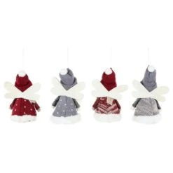 Northlight Plush Angel Girl Hanging Christmas Ornaments-4.25 In. Red And Gray-Set Of 4 -Christmas Decor Shop northlight christmas ornament sets 35250559 fa 1000