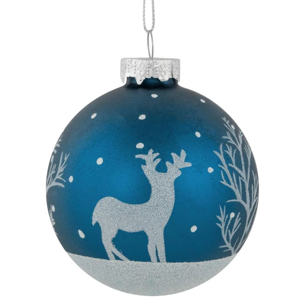 Northlight Glitter Reindeer Glass Ball Christmas Ornaments-3 In. Blue-4ct 7 Northlight Glitter Reindeer Glass Ball Christmas Ornaments-3 In. Blue-4ct - Image 5