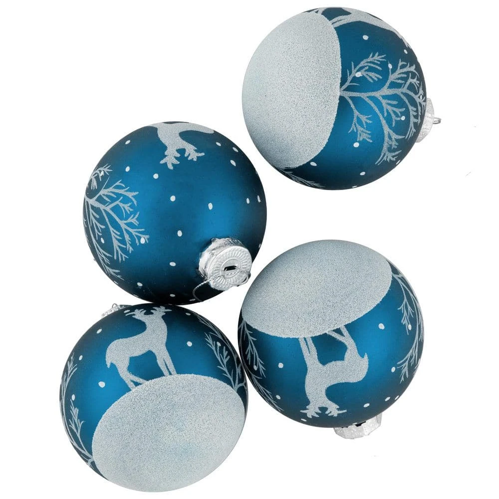 Northlight Glitter Reindeer Glass Ball Christmas Ornaments-3 In. Blue-4ct 8 Northlight Glitter Reindeer Glass Ball Christmas Ornaments-3 In. Blue-4ct - Image 6