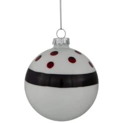 Northlight 3 In. (80 Mm) Shiny White And Black Striped Christmas Glass Ball Ornaments (Set Of 4) -Christmas Decor Shop northlight christmas ornament sets 35694705 4f 1000