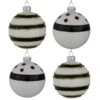 Northlight 3 In. (80 Mm) Shiny White And Black Striped Christmas Glass Ball Ornaments (Set Of 4) -Christmas Decor Shop northlight christmas ornament sets 35694705 64 1000