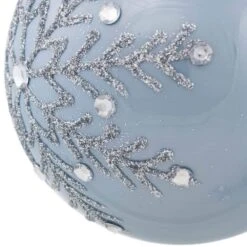 Northlight Set Of 2 Shiny Stone Blue Glitter Snowflakes Glass Christmas Ball Ornaments 4 In. -Christmas Decor Shop northlight christmas ornament sets 35699445 1f 1000