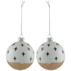 Northlight Abstract Glass Ball Christmas Ornaments-3 In. (80mm)-White And Black-6ct -Christmas Decor Shop northlight christmas ornament sets 35774281 4f 1000