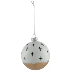 Northlight Abstract Glass Ball Christmas Ornaments-3 In. (80mm)-White And Black-6ct