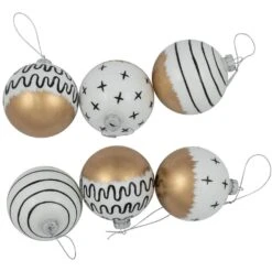 Northlight Abstract Glass Ball Christmas Ornaments-3 In. (80mm)-White And Black-6ct -Christmas Decor Shop northlight christmas ornament sets 35774281 fa 1000