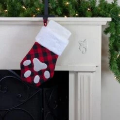 Northlight 15.5 In. Red And Black Buffalo Plaid Polyester Pet Embroidered Christmas Stocking -Christmas Decor Shop northlight christmas stockings 33530794 31 1000