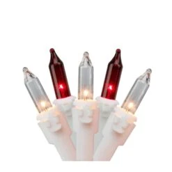 Northlight Set Of 100 Red And Clear Mini Christmas Lights 2.5 In. Spacing With White Wire