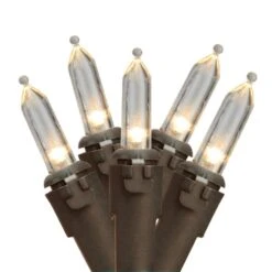 Northlight Set Of 50 Warm White LED Mini Christmas Lights With Brown Wire