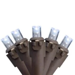 Northlight Set Of 50 Pure White LED Wide Angle Christmas Lights - Brown Wire