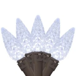 Northlight Set Of 70 Pure White LED C6 Christmas Lights With Brown Wire