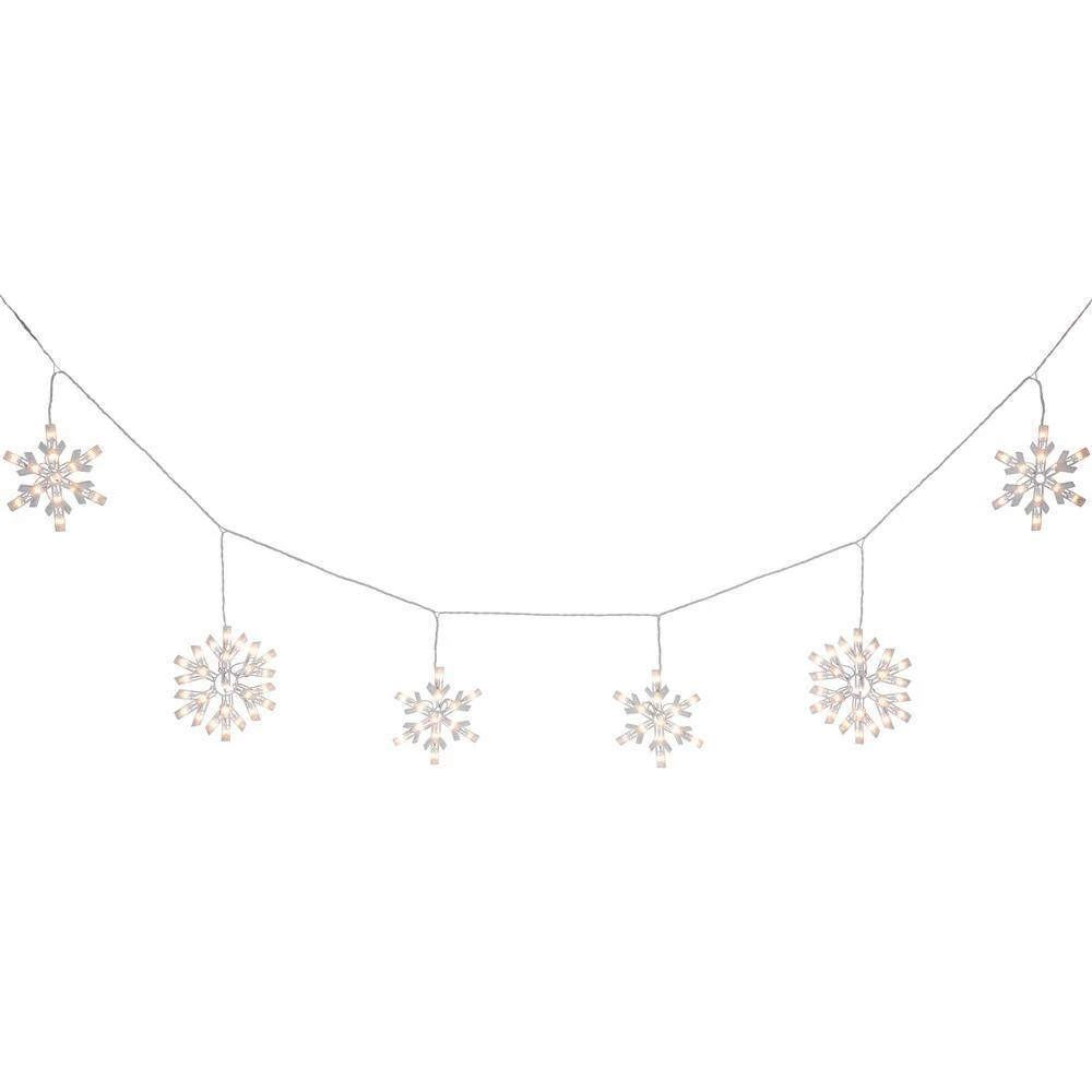 Northlight 150-Count White Snowflake Icicle Christmas Lights 8.5 Ft. White Wire 5 Northlight 150-Count White Snowflake Icicle Christmas Lights 8.5 Ft. White Wire - Image 3