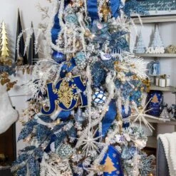 Northlight 37" Glittered Blue Fern Christmas Spray -Christmas Decor Shop northlight christmas tree accessories 35252335 1f 1000