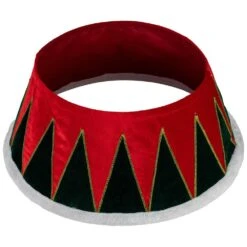 Northlight 25 In. Red And Green Fabric Drum With White Trim Christmas Tree Collar -Christmas Decor Shop northlight christmas tree collars 35688222 44 1000