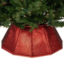 Northlight 26 In. Glittery Red Fabric Hexagonal Christmas Tree Collar -Christmas Decor Shop northlight christmas tree collars 35688237 fa 1000