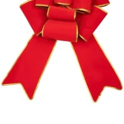 Northlight 40 In. Giant Red 3D 11-Loop Velveteen Christmas Bow With Gold Trim -Christmas Decor Shop northlight christmas tree ribbon 33406649 1f 1000