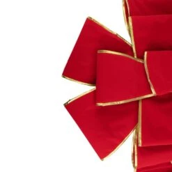 Northlight 40 In. Giant Red 3D 11-Loop Velveteen Christmas Bow With Gold Trim -Christmas Decor Shop northlight christmas tree ribbon 33406649 4f 1000