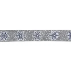 Northlight 2.5 In. X 16 Yds. Grey And White Glitter Snowflake Wired Craft Ribbon
