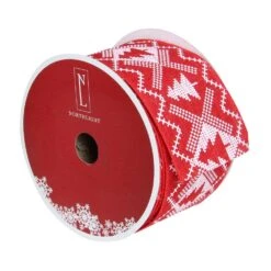 Northlight 2.5 In. X 16 Yds. Red And White Nordic Tree Wired Craft Ribbon 8 Northlight 2.5 In. X 16 Yds. Red And White Nordic Tree Wired Craft Ribbon -Christmas Decor Shop northlight christmas tree ribbon 33531377 e1 1000