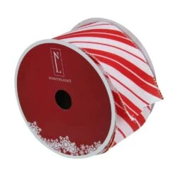 Northlight 2.5 In. X 16 Yds. Iridescent Candy Cane Diagonal Stripe Wired Craft Ribbon -Christmas Decor Shop northlight christmas tree ribbon 33531397 4f 1000
