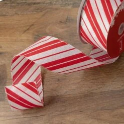 Northlight 2.5 In. X 16 Yds. Iridescent Candy Cane Diagonal Stripe Wired Craft Ribbon -Christmas Decor Shop northlight christmas tree ribbon 33531397 e1 1000