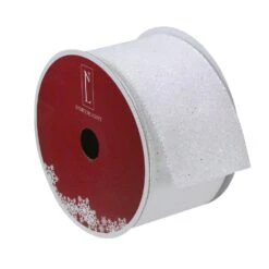 Northlight 2.5 In. X 16 Yds. White And Iridescent Glitter Wired Craft Ribbon -Christmas Decor Shop northlight christmas tree ribbon 33531398 4f 1000