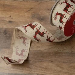 Northlight 2.5 In. X 16 Yds. Buffalo Plaid Deer And Sparkle Burlap Style Wired Craft Ribbon -Christmas Decor Shop northlight christmas tree ribbon 33531401 31 1000